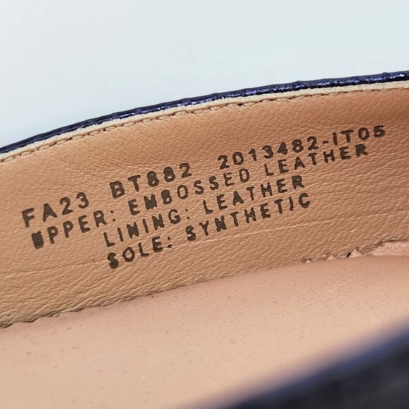 J Crew Collection Pointed-Toe Kitten Heels Metallic Navy Snake Ankle Strap 8.5 - Picture 6 of 11